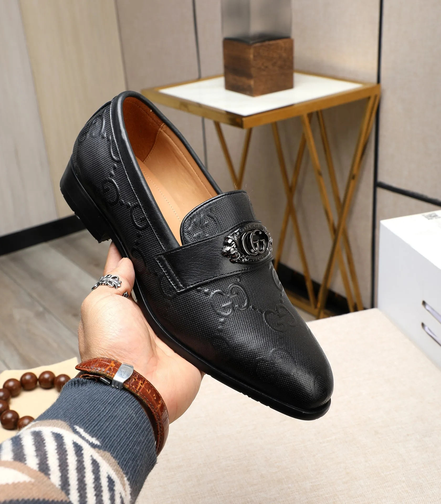 Men's shoes 💰500 📛📛 Original version (water-dyed cow lining) GUCCI official website formal shoes 🌀 Italian 🇮🇹 imported cowhide ➕ top imported water-dyed cowhide lining 💋 fine handmade original bottom, the real thing looks better when photographed in person Standard size 38-44 (45 46 customized)